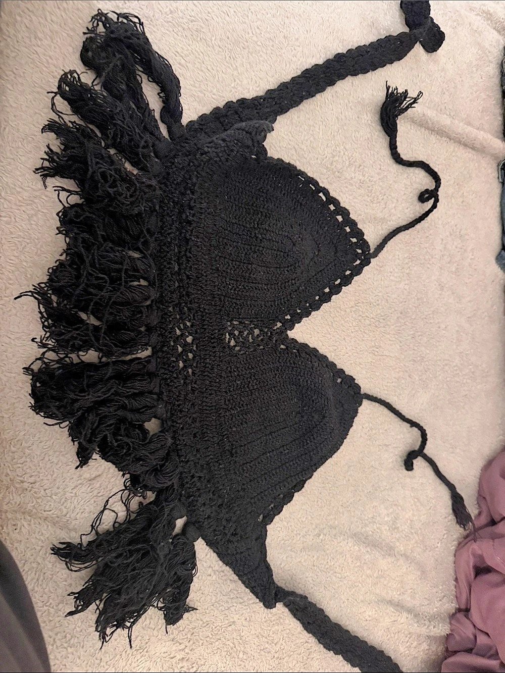 Black Fringe Bikini Top + free little cover up